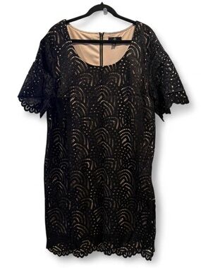 Ronni Nicole Black Lace Mini Dress with Nude Lining